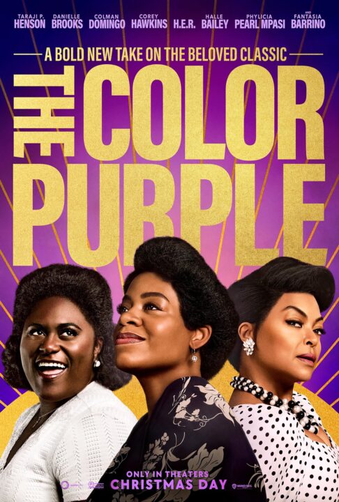 THE COLOR PURPLE, poster, from left: Danielle Brooks, Fantasia Barrino, Taraji P. Henson, 2023