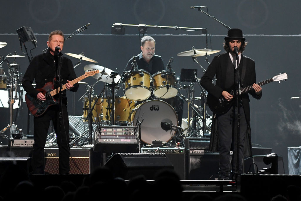 Don Henley of the Eagles performs with Scott F. Crago and Deacon Frey at MGM Grand Garden Arena on September 27, 2019 in Las Vegas, Nevada