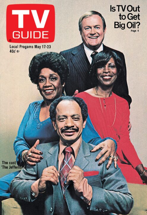 THE JEFFERSONS, clockwise from top: Franklin Cover, Roxie Roker, Ned Wertimer, Sherman Hemsley, Isabel Sanford, TV GUIDE cover, May 17-23, 1980. 