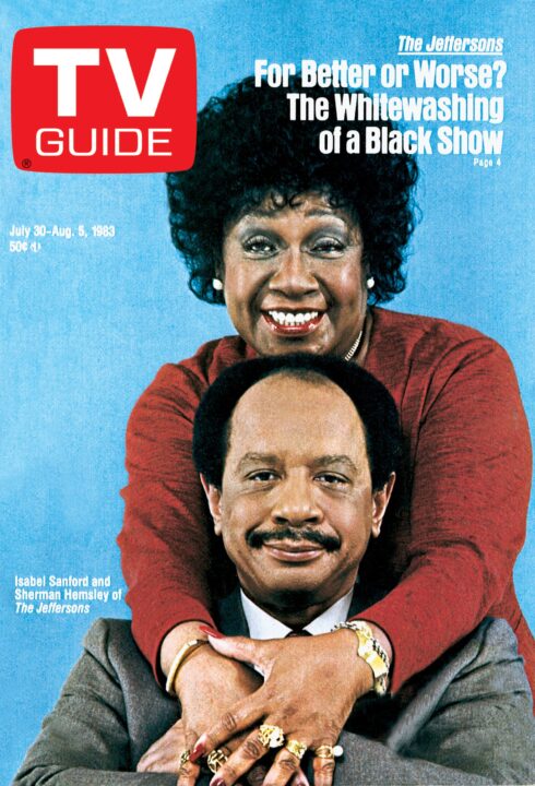 THE JEFFERSONS, from front: Sherman Hemsley, Isabel Sanford, TV GUIDE cover, July 30 - August 5, 1983. 