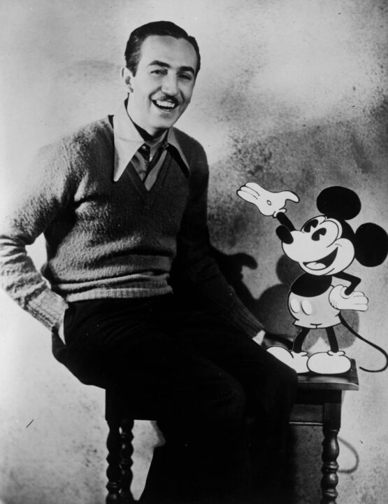American animator and producer Walt Disney with one of his creations Mickey Mouse