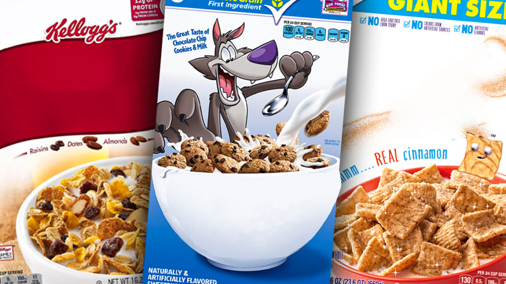 Cereal boxes without the logo on