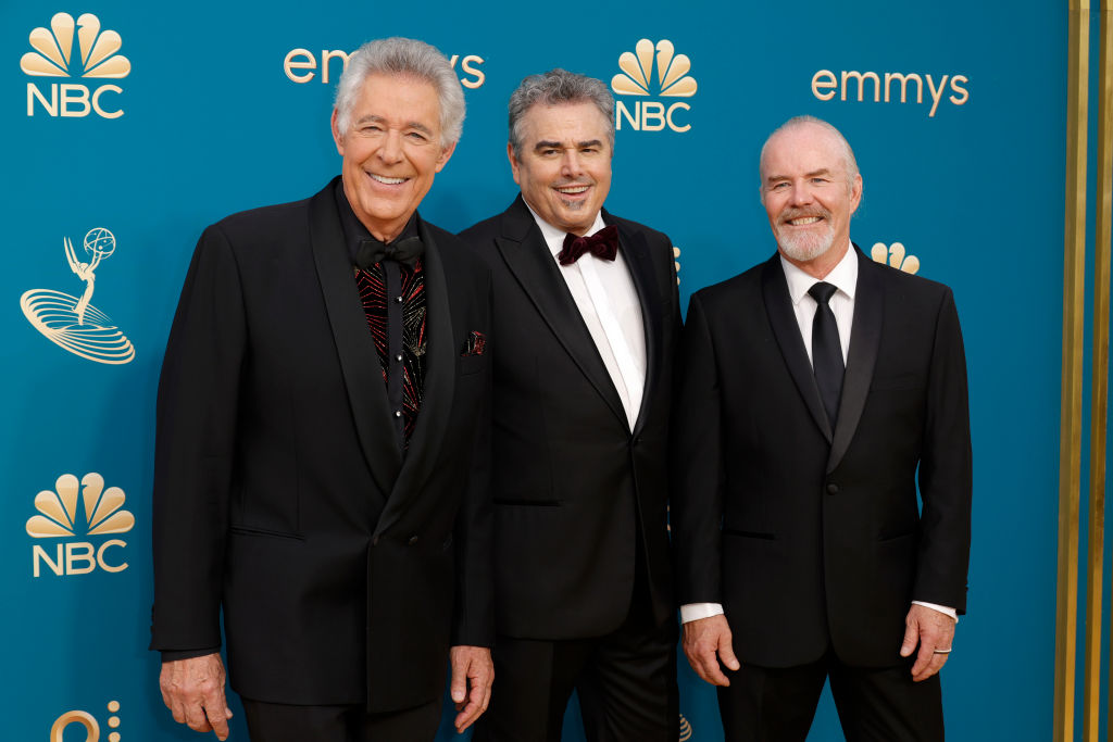 Barry Williams, Christopher Knight, and Mike Lookinland attend the 74th Primetime Emmys at Microsoft Theater on September 12, 2022 in Los Angeles, California