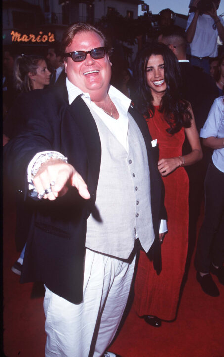 Chris Farley & Date during "Excess Baggage" Los Angeles Premiere at Mann's Village Theatre in Westwood, California, United States.