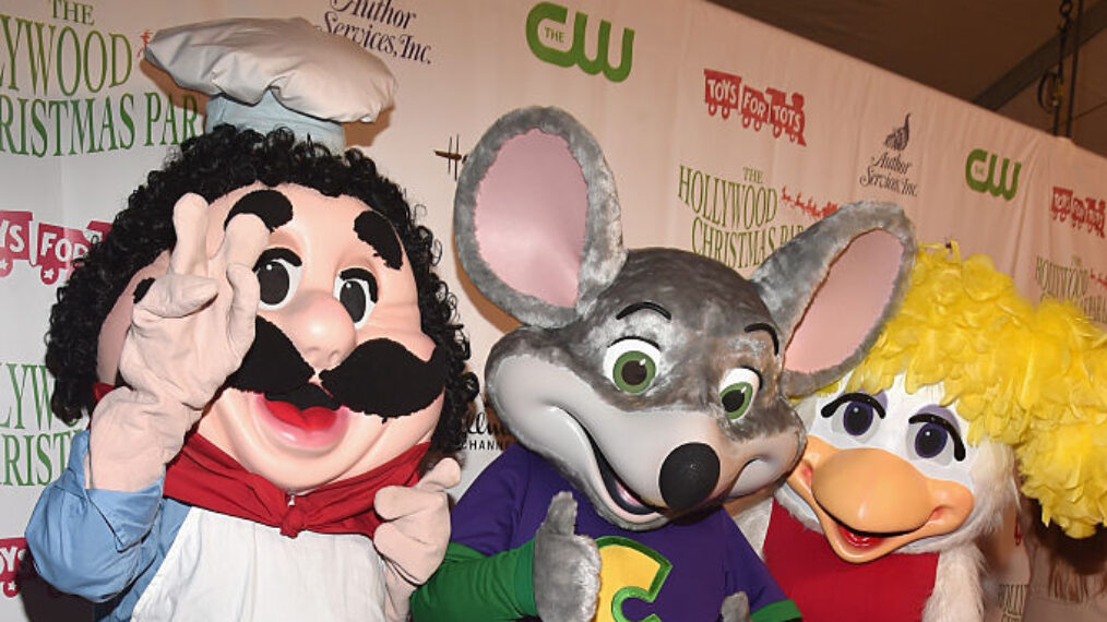 Pasqually The Chef, Chuck E. Cheese and Helen Henny attend 2015 Hollywood Christmas Parade on November 29, 2015 in Hollywood, California