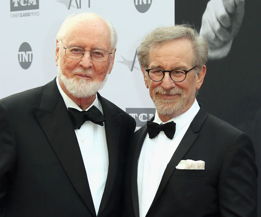 Honoree John Williams and director Steven Spielberg arrive at the American Film Institutes 44th Life Achievement Award Gala Tribute to John Williams at Dolby Theatre on June 9, 2016 in Hollywood, California
