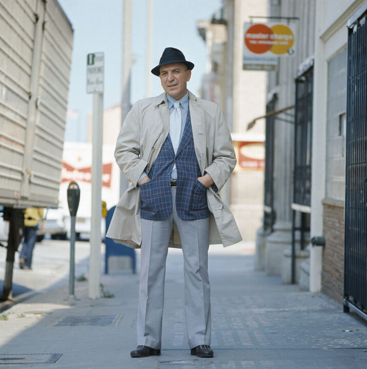 12/1973- New York, NY- Full length view of actor Telly Savalas in his role of New York City Detective Lt. Theo Kojak in CBS-TV series "Kojak". SEE NOTE.