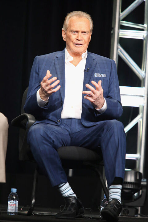 Actor Lee Majors speaks onstage during the 'Ash vs. Evil Dead' panel discussion at the Starz portion of the 2016 Television Critics Association Summer Tour at The Beverly Hilton Hotel on August 1, 2016 in Beverly Hills, California
