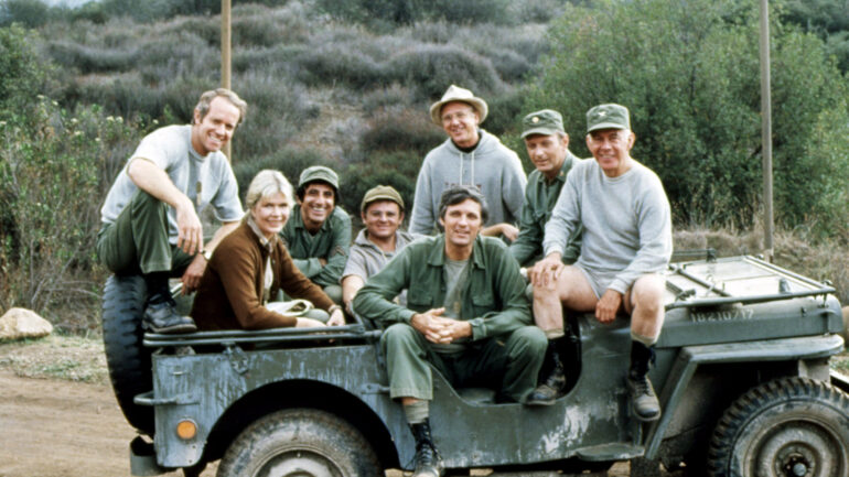 M*A*S*H, from left: Mike Farrell, Loretta Swit, Jamie Farr, Gary Burghoff, William Christopher, Alan Alda, David Ogden Stiers, Harry Morgan, 1972-83