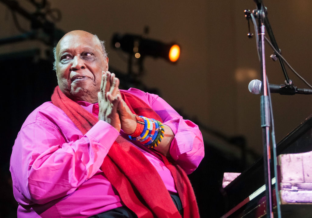 American jazz & soul musician Les McCann plays piano during the 'Keep A Light in The Window: An Homage To Joel Dorn' concert at Damrosch Park Bandshell, Lincoln Center Out of Doors, Lincoln Center, New York, New York, August 13, 2008