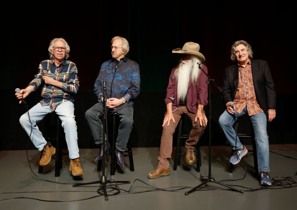 Joe Bonsall, Duane Allen, William Lee Golden and Richard Sterban of The Oak Ridge Boys are seen at The Grand Ole Opry on November 18, 2022 in Nashville, Tennessee
