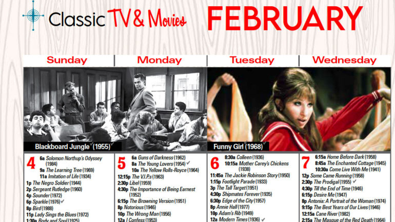 printable TCM February 2024 schedule, 31 Days of Oscars