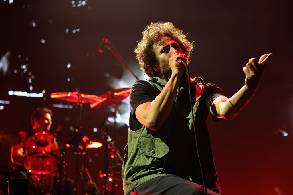 Zack de le Rocha of Rage Against the Machine performs at Madison Square Garden on August 08, 2022 in New York City