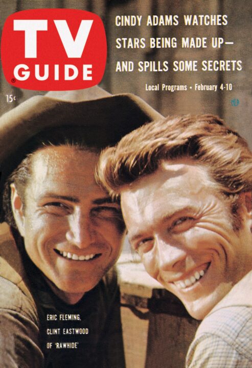 RAWHIDE, from left: Eric Fleming, Clint Eastwood, TV GUIDE cover, February 4-10, 1961.