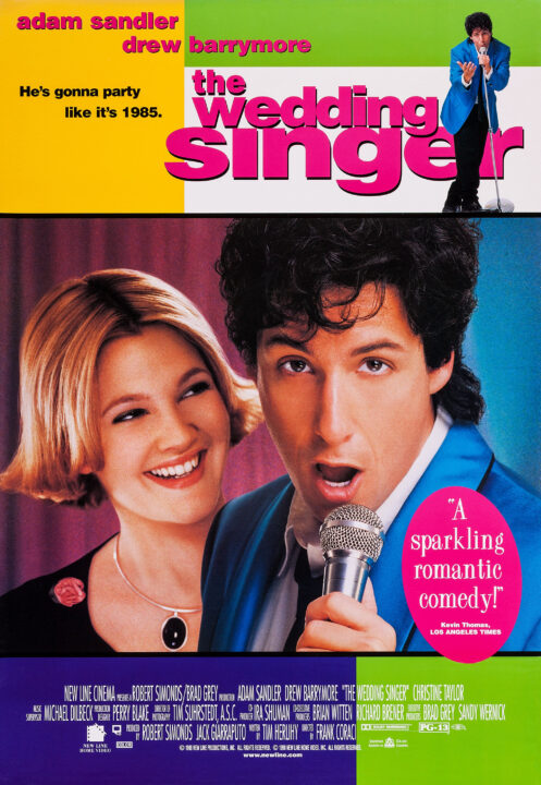 The Wedding Singer US poster Drew Barrymore (left), Adam Sandler (right and top), 1998