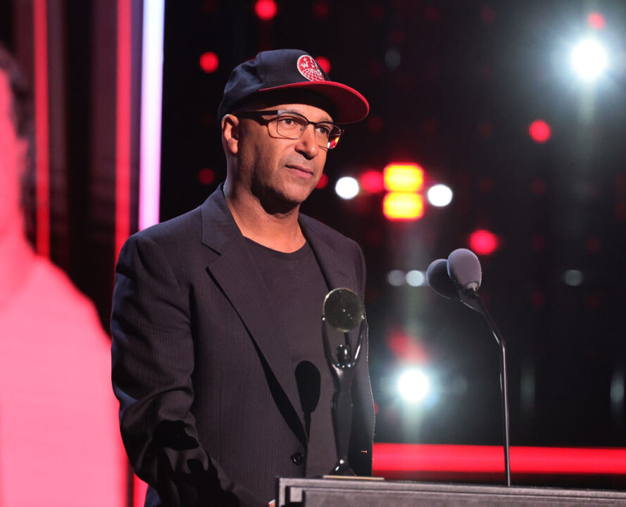 Tom Morello of Rage Against the Machine speaks onstage during the 38th Annual Rock & Roll Hall Of Fame Induction Ceremony at Barclays Center on November 03, 2023 in New York City