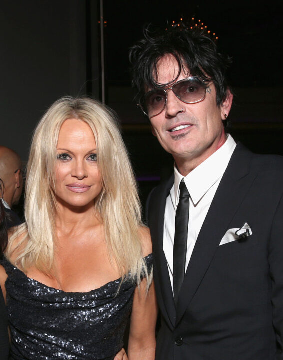 Actress Pamela Anderson and musician Tommy Lee attend PETA's 35th Anniversary Party at Hollywood Palladium on September 30, 2015 in Los Angeles, California