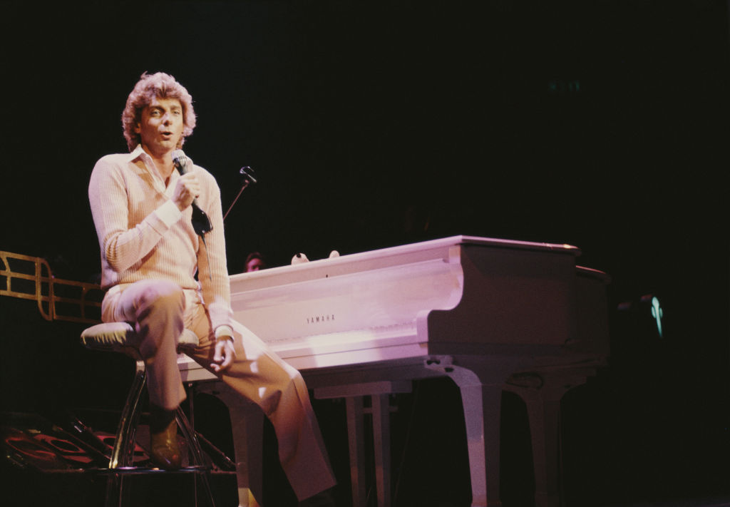 American singer and songwriter Barry Manilow in concert at the Royal Albert Hall in London, UK, January 1982