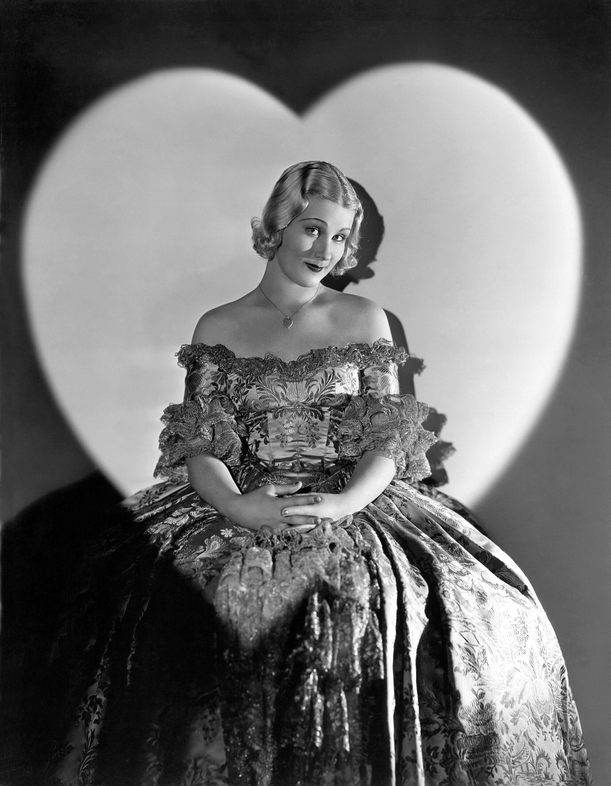 Actress Judith Wood poses for a Valentine picture, Hollywood, California, early 1930s.