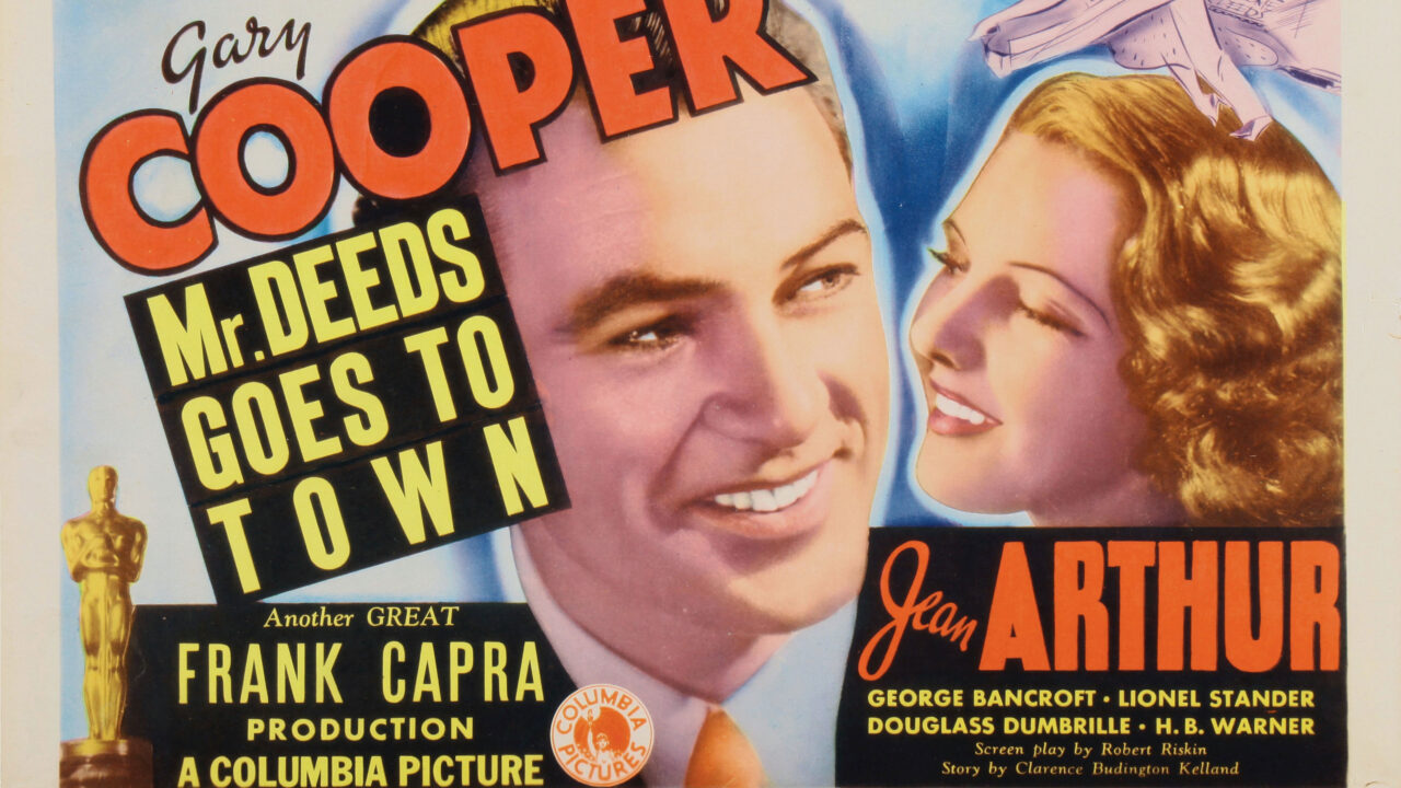 MR. DEEDS GOES TO TOWN, lobbycard, from left: Gary Cooper, Jean Arthur, 1936
