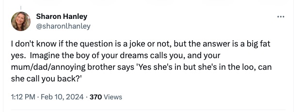 screenshot of a Twitter post responding to a question of how people used to meet/date in years before mobile phones and email.