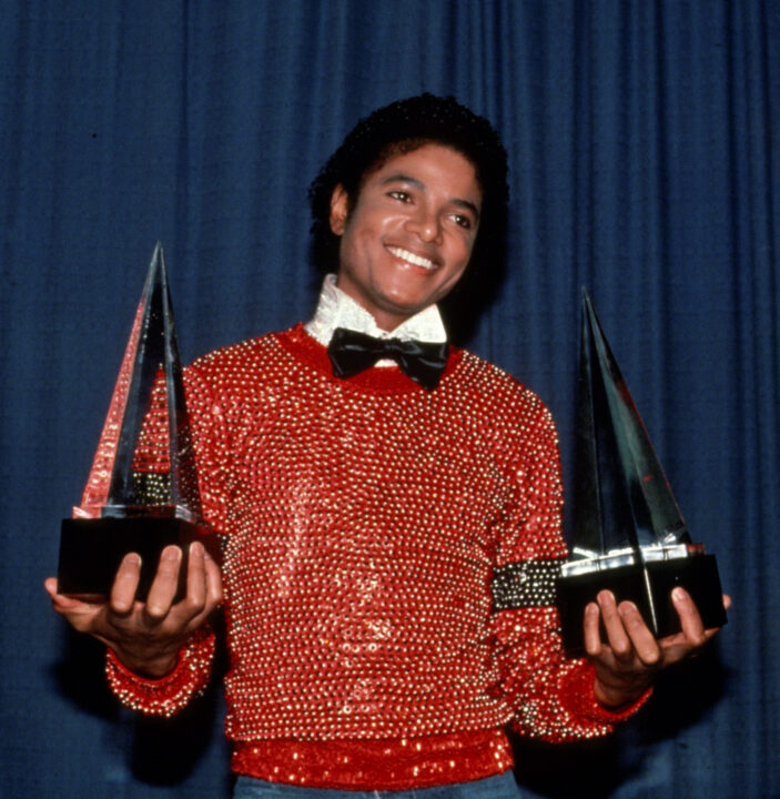 LOS ANGELES, CA - CIRCA 1981: Michael Jackson receives American Music Awards circa 1981 in Los Angeles, California. 