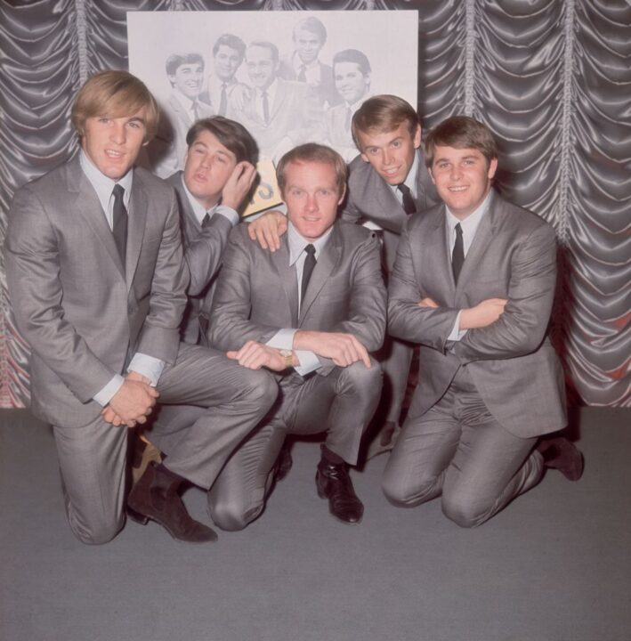 American pop group The Beach Boys on November 2, 1964 in London England. From left to right, Carl Wilson (1946 - 1998), Brian Wilson, Mike Love, Al Jardine and Dennis Wilson (1944 - 1983)