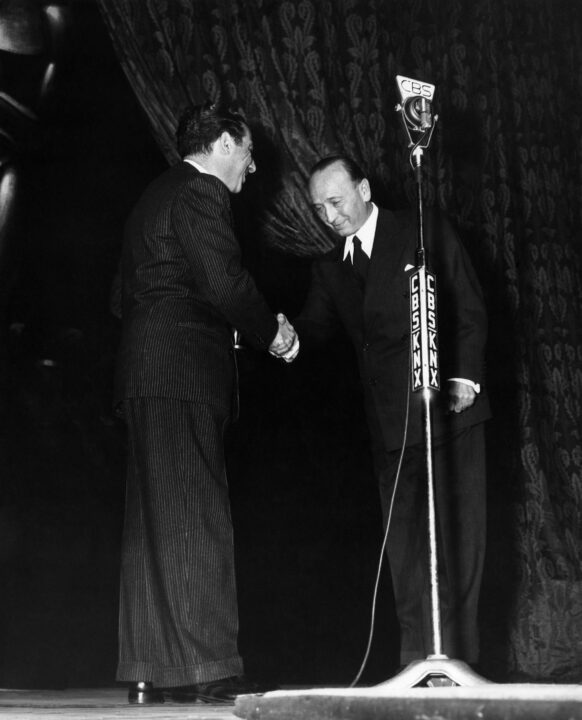 Director Michael Curtiz (right) receives Oscar for directing CASABLANCA, 1943
