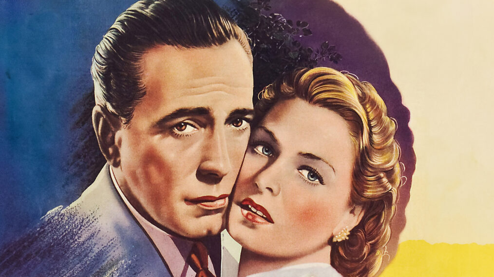 CASABLANCA, from left: Humphrey Bogart, Ingrid Bergman on 1947 Belgain poster art, 1947.