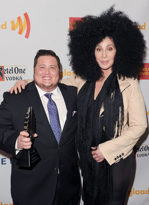 Chaz Bono and Cher backstage at the 23rd Annual GLAAD Media Awards presented by Ketel One and Wells Fargo held at Westin Bonaventure Hotel on April 21, 2012 in Los Angeles, California