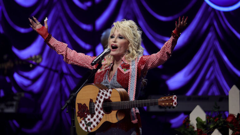Dolly Parton performs on stage at ACL Live during Blockchain Creative Labs’ Dollyverse event at SXSW during the 2022 SXSW Conference and Festivals on March 18, 2022 in Austin, Texas