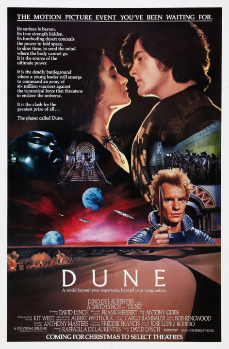 Dune US poster, from top left: Sean Young, Kyle MacLachlan, (bottom right) Sting, 1984