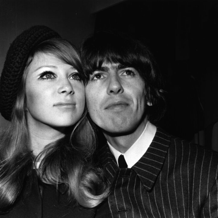22nd January 1966: Beatles guitarist George Harrison (1943 - 2001) and his wife of one day, 21 year old model Patti Boyd. The couple held a press reception a day after their marriage at the offices of NEMS, Brian Epstein's company, in Argyll Street, London.
