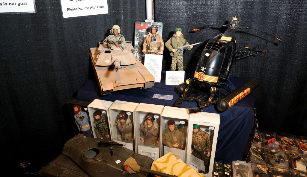 G.I. Joe action figures and accessories are displayed during the 2023 Las Vegas Diecast Super Convention and Toy Show at Ahern Hotel and Convention Center on March 05, 2023 in Las Vegas, Nevada