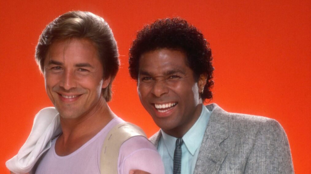 MIAMI VICE, from left: Don Johnson, Philip Michael Thomas (1984), 1984-1989.