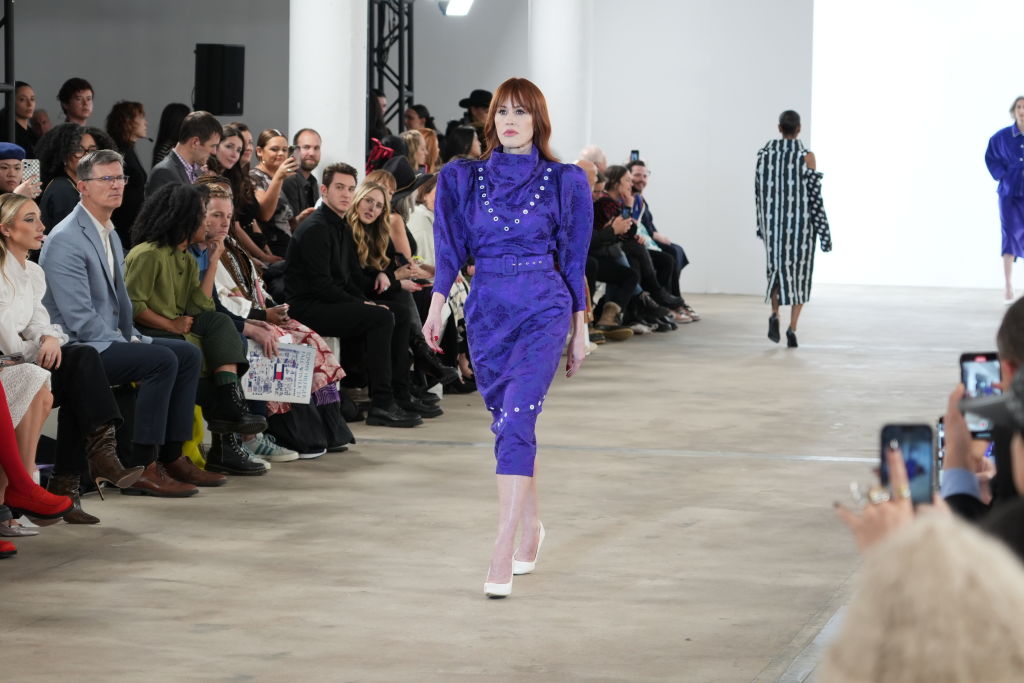 Molly Ringwald walks the runway at the Batsheva fashion show during February 2024 New York Fashion Week: The Shows at Starrett-Lehigh Building on February 13, 2024 in New York City