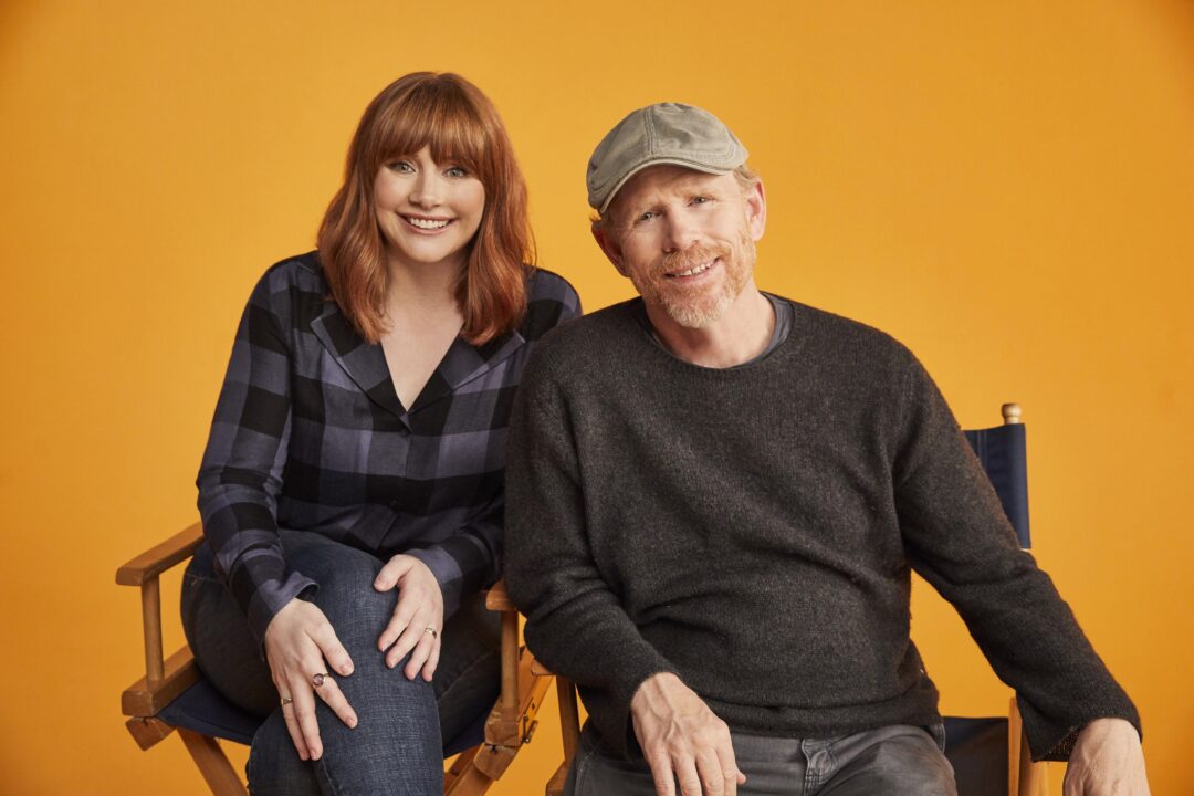Dads director Bryce Dallas Howard, producer Ron Howard, on set, 2019