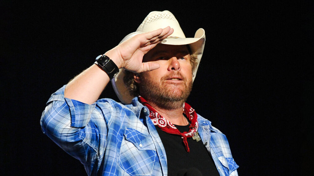 LAS VEGAS, NV - APRIL 07: Musician Toby Keith performs onstage during ACM Presents: An All-Star Salute To The Troops at the MGM Grand Garden Arena on April 7, 2014 in Las Vegas, Nevada.