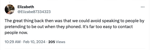 screenshot of a Twitter post responding to a question of how people used to meet/date in years before mobile phones and email.