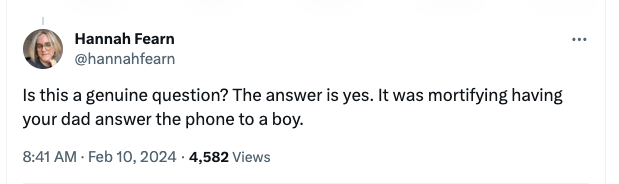 screenshot of a Twitter post responding to a question of how people used to meet/date in years before mobile phones and email.