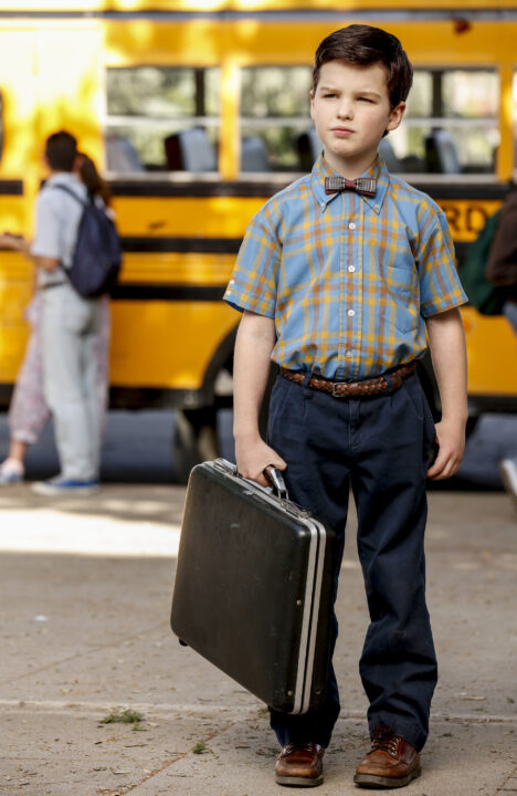 YOUNG SHELDON is a new half-hour, single-camera comedy created by Chuck Lorre and Steven Molaro, that introduces "The Big Bang Theory's" Sheldon Cooper (Iain Armitage), a 9-year-old genius living with his family in East Texas and going to high school. YOUNG SHELDON will have a special Monday launch behind the season premiere of THE BIG BANG THEORY on Sept. 25 (8:30-9:00 PM, ET/PT). On Nov. 2, YOUNG SHELDON will move to its regular time period, Thursdays (8:30-9:00 PM, ET/PT) on the CBS Television Network. 