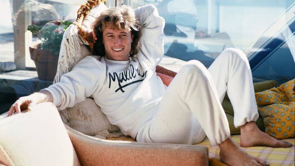 MALIBU, CA - JUNE 1 : Andrew Rob Gibb, known as Andy Gibb was a British singer, songwriter, performer, and teen idol. He was the youngest brother of the Bee Gees: Barry, Robin, and Maurice Gibb. He died in England in 1988 .In 1982 Andy Gibb was in a relationship with actress Victoria Principal, photographed at her home when they lived on the beach June 1,1982 in Malibu