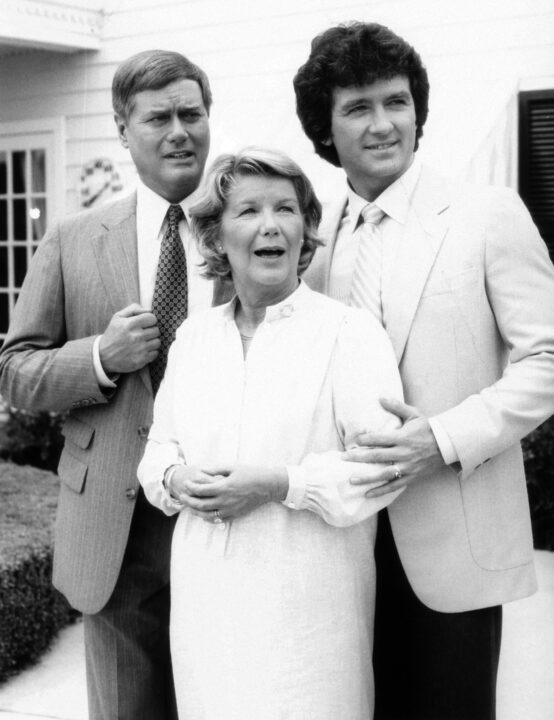 Dallas from left, Larry Hagman, Barbara Bel Geddes, Patrick Duffy, 1978-91 (1983 photo)