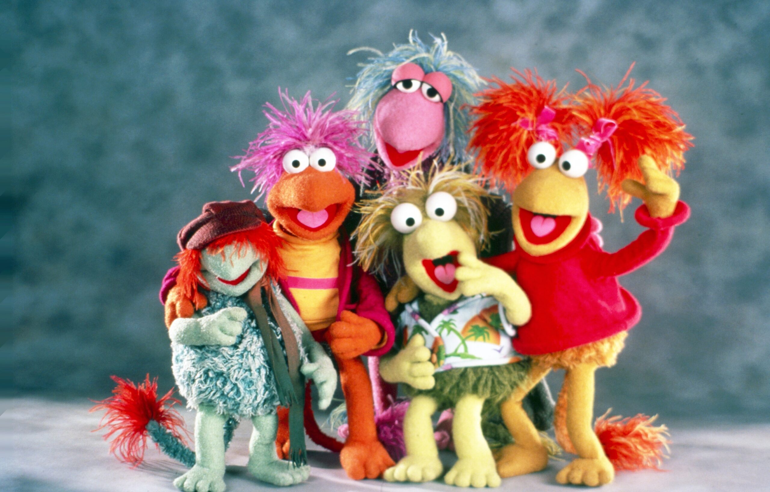 Fraggle Rock from left: Boober Fraggle, Gobo Fraggle, Mokey Fraggle, Wembley Fraggle, Red Fraggle, 1983-1987