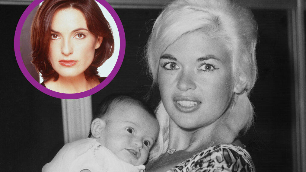 Jayne Mansfield holding six-weeks old Mariska Hargitay, United States, March 1964.