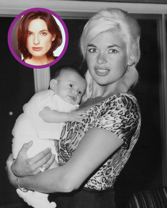 Jayne Mansfield holding six-weeks old Mariska Hargitay, United States, March 1964.