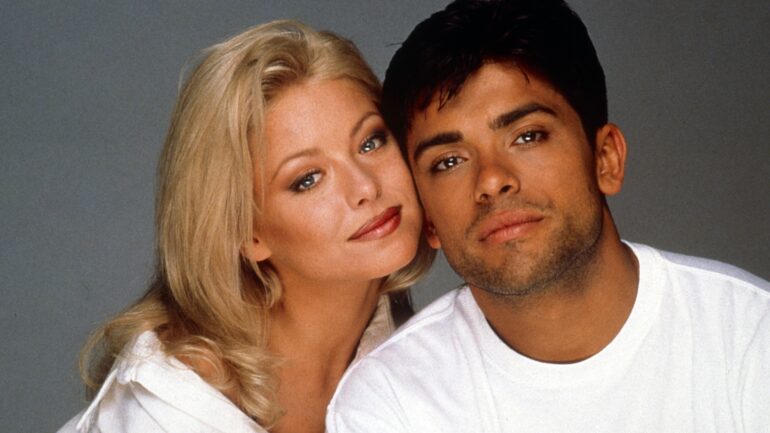 ALL MY CHILDREN, center, from left: Kelly Ripa, Mark Consuelos, 1996, 1970-2011.