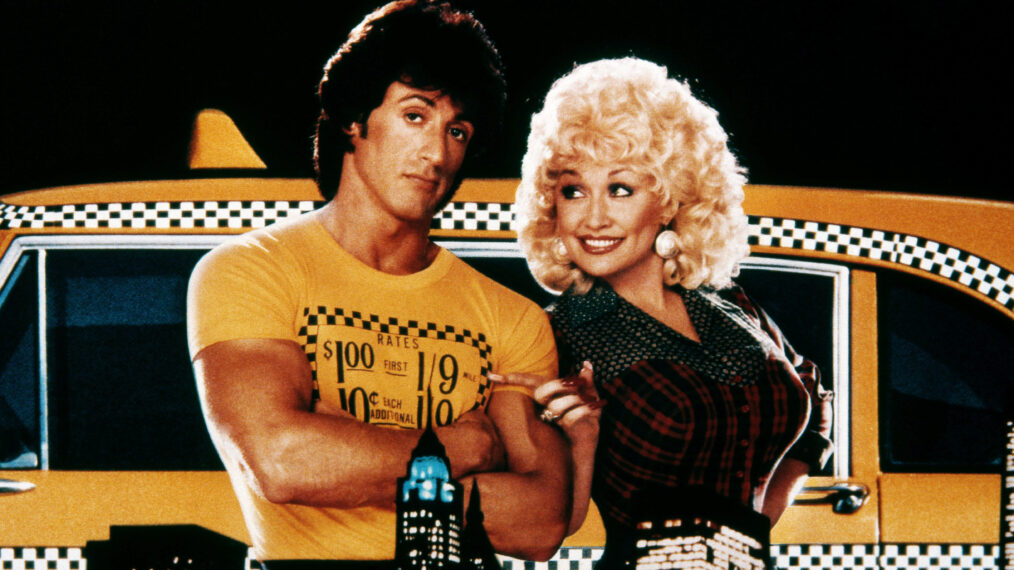 RHINESTONE, from left: Sylvester Stallone, Dolly Parton, 1984,
