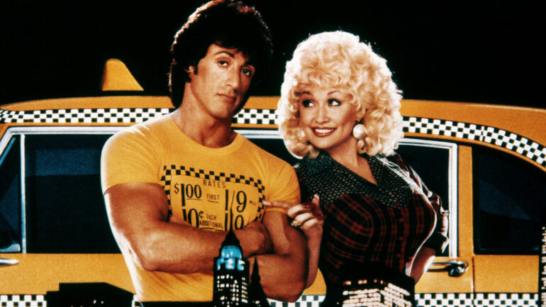 RHINESTONE, from left: Sylvester Stallone, Dolly Parton, 1984,