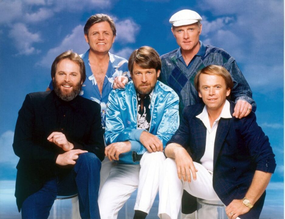 The Beach Boys (L-R Carl Wilson, Bruce Johnston, Brian Wilson, Mike Love and Al Jardine) Pose for a portrait session on May 1, 1987 in Los Angeles, California